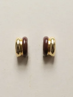 Chunky Enamel Earrings - Brown
