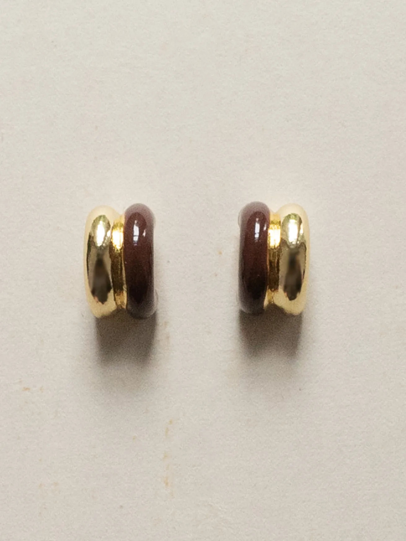 Chunky Enamel Earrings - Brown