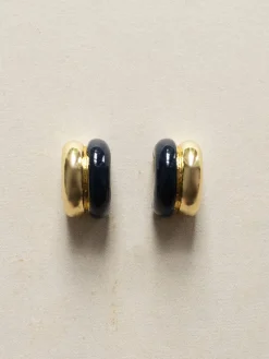 Chunky Enamel Earrings - Dark Blue