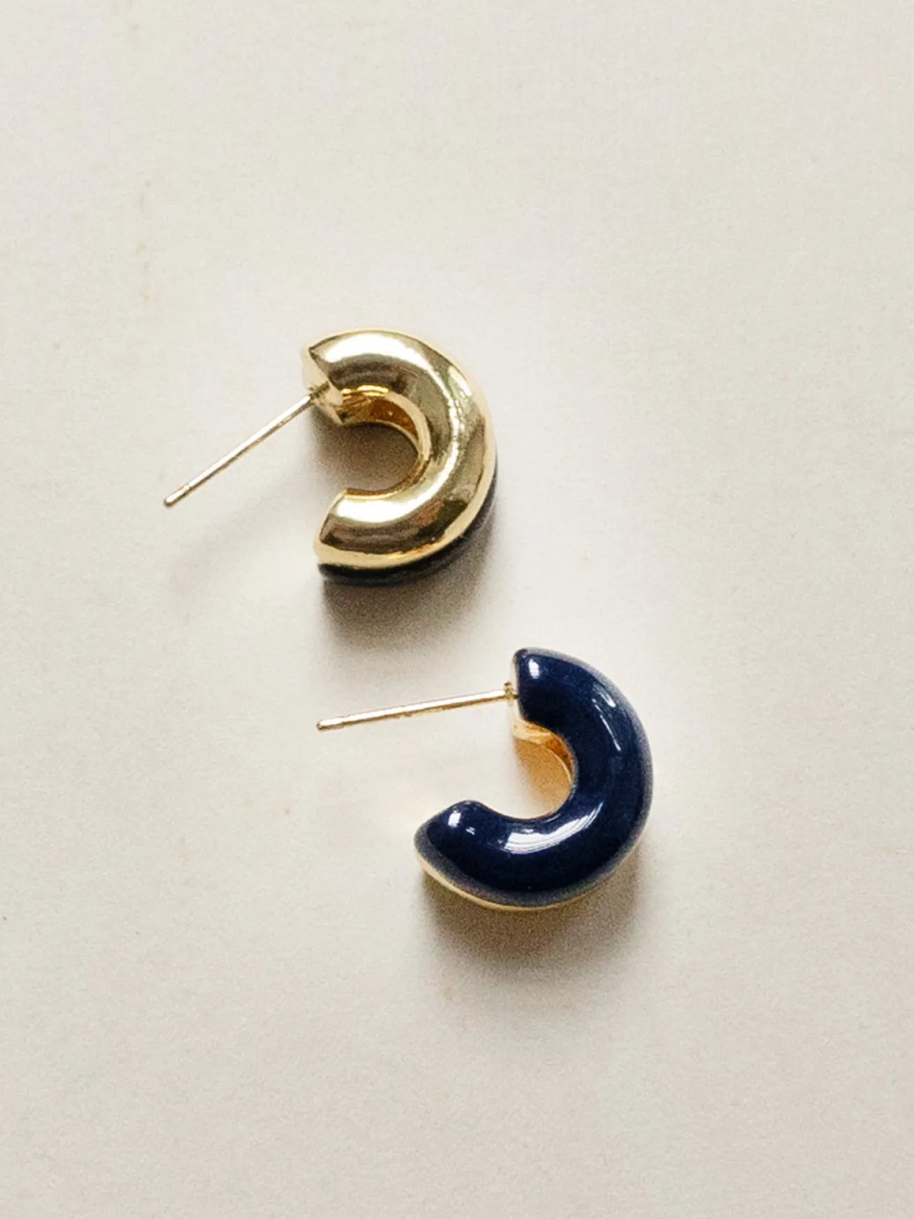 Chunky Enamel Earrings - Dark Blue