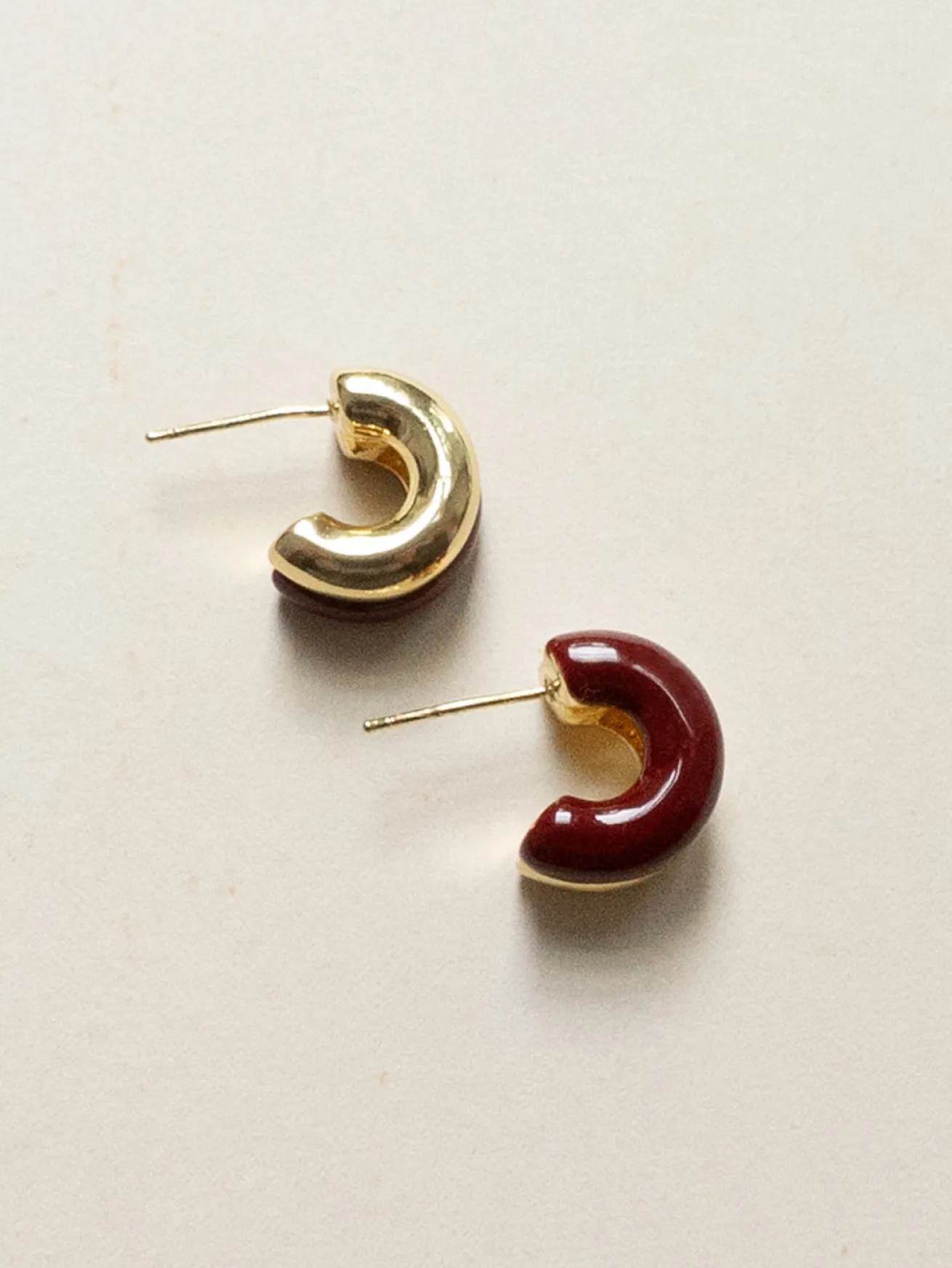 Chunky Enamel Earrings - Maroon