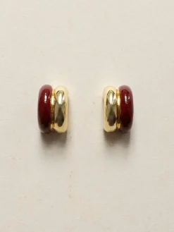 Chunky Enamel Earrings - Maroon