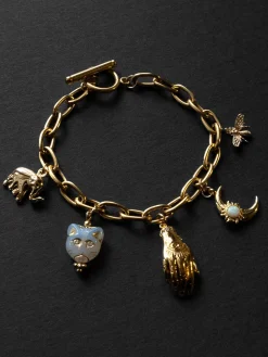 Chunky Gold Talisman Bracelet - Evil Eye Hand Charm
