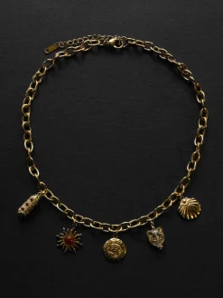 Chunky Gold Talisman Bracelet - Eye of Horus Charm