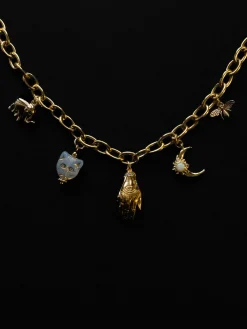 Chunky Gold Talisman Necklace - Evil Eye Hand Charm