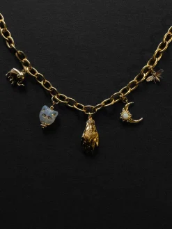 Chunky Gold Talisman Necklace - Evil Eye Hand Charm