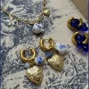 Chunky Heart Locket Hoops - An Eclectic Cup of Tea/Blue Stones