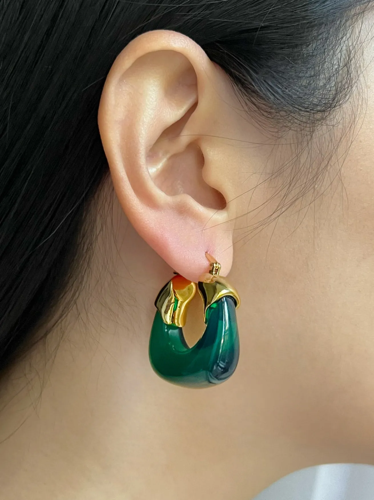 Chunky Hoops - Emerald Green