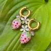 Chunky Strawberry Hoops with Assorted Charms - Pink