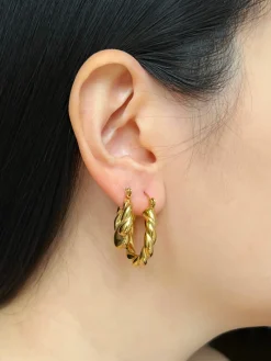 Chunky Twist Gold Hoops - Petite