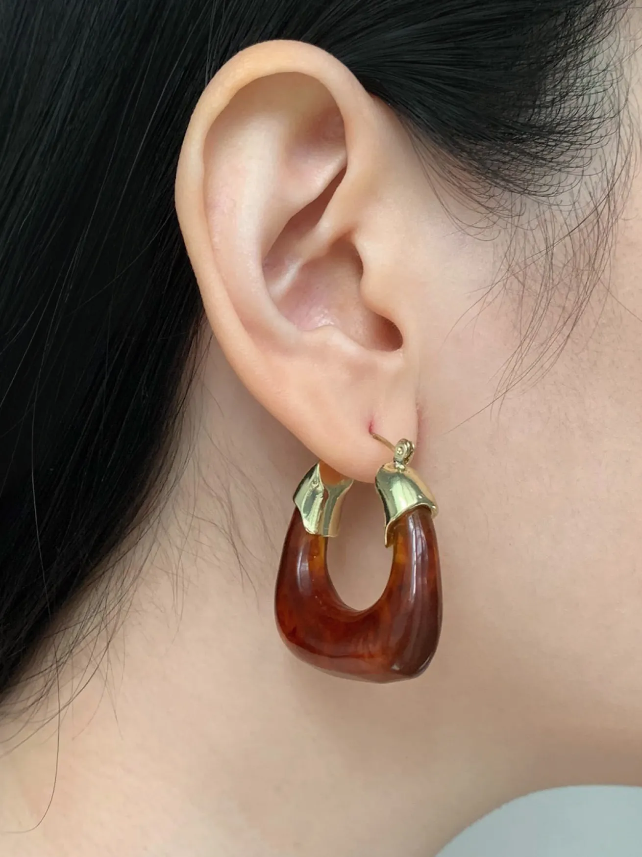 Chunky Vintage Hoops - Brown