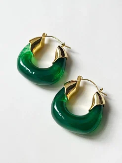 Chunky Vintage Hoops - Dark Green