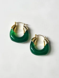 Chunky Vintage Hoops - Dark Green