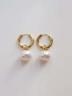 Classic Pearl Hoops - Gold