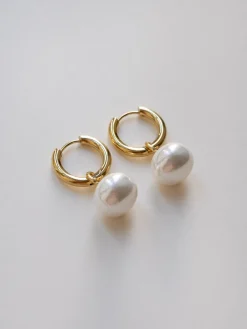 Classic Pearl Hoops - Gold