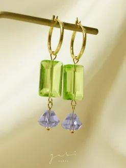 Colour Glass Crystal Hoop Earrings