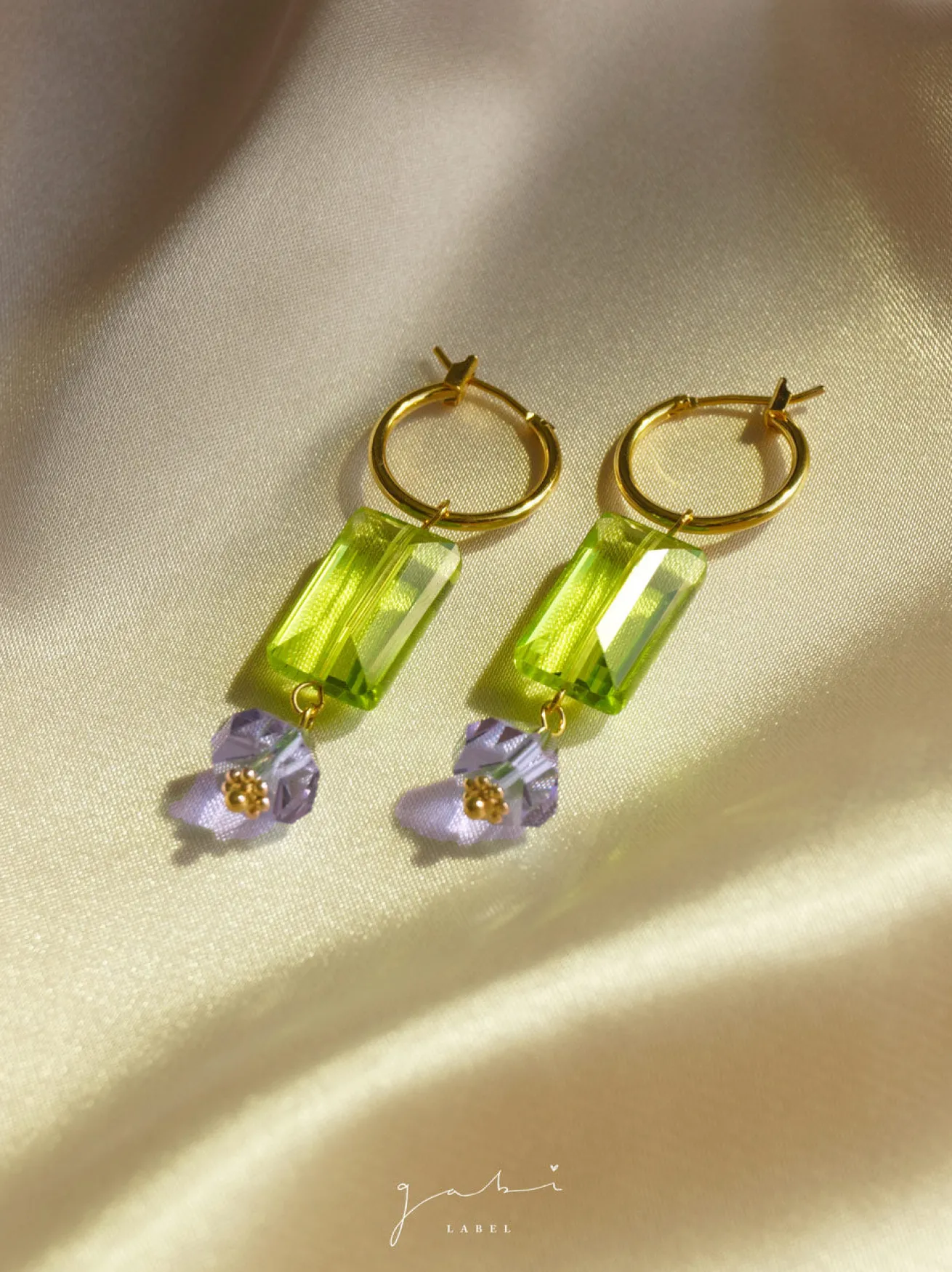 Colour Glass Crystal Hoop Earrings