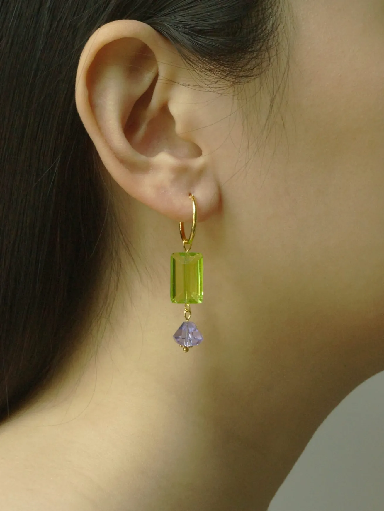 Colour Glass Crystal Hoop Earrings