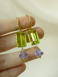 Colour Glass Crystal Hoop Earrings