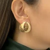Cream Enamel Gold Clip-Ons (Vintage)