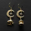 Crescent Moon Mismatched Carnival Earrings - Carousel, Elephant Charms