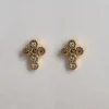 Cross Earstuds - Gemstone