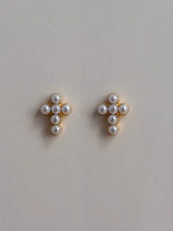 Cross Earstuds - Pearl