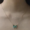 Crystal Butterfly Necklace - Aqua *14k Gold-plated