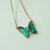 Crystal Butterfly Necklace - Emerald Green *14k Gold-plated