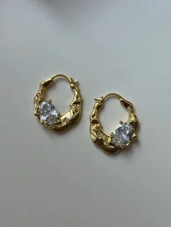 Crystal-encrusted Gold Baroque Hoops