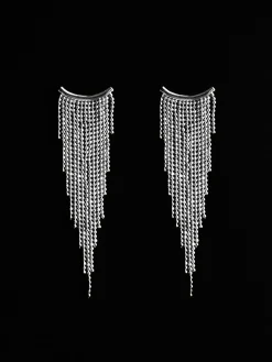 Curtain Call Cascading Earrings - Silver