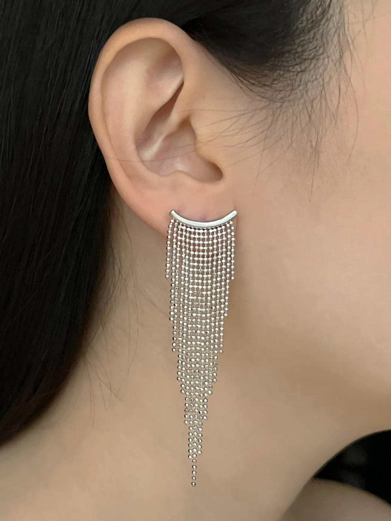 Curtain Call Cascading Earrings - Silver
