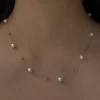 Dainty Pearl and Gold Necklace