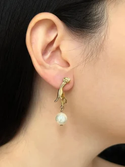 Dangling Pearl Hand Earrings