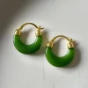 Dark Green Jade Hoops