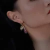 Divine Sun-Moon Hoops - Amethyst/Purple