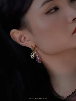 Divine Sun-Moon Hoops - Amethyst/Purple
