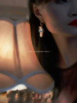 Divine Sun-Moon Hoops - Clear Quartz