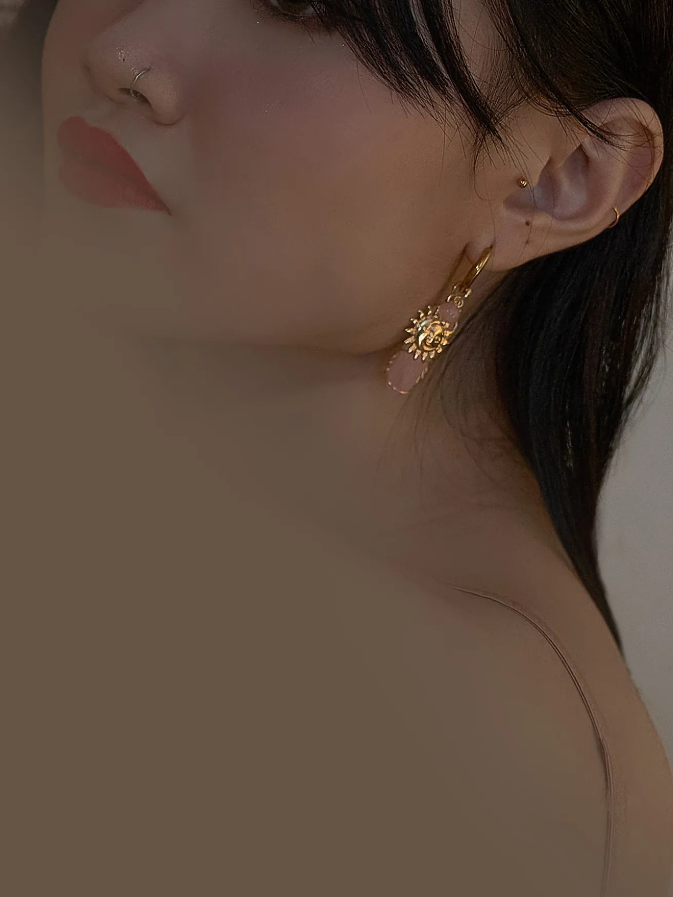 Divine Sun-Moon Hoops - Moonstone