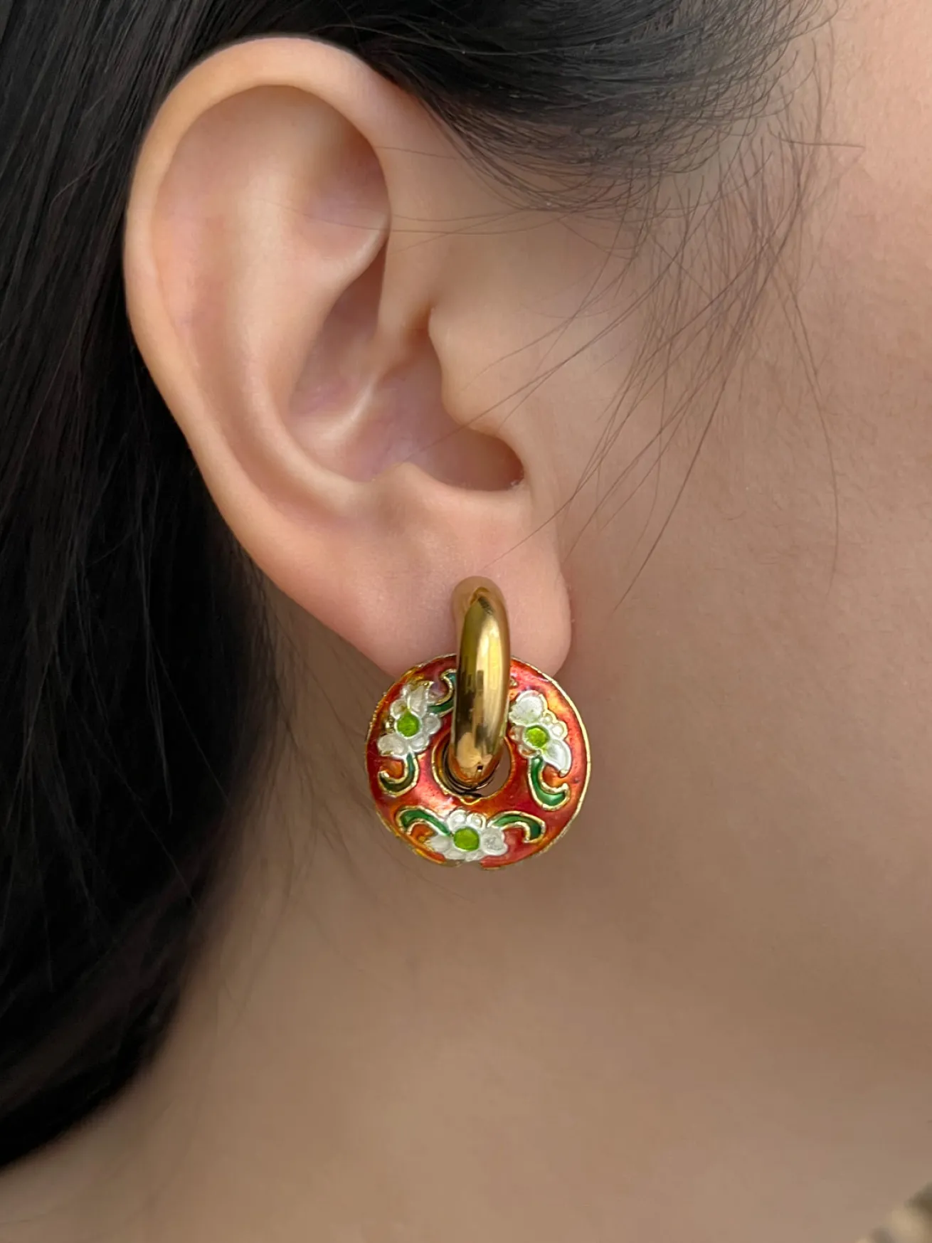 Donut Hoops - Cloisonne Burnt Orange