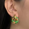 Donut Hoops - Cloisonne Emerald Green