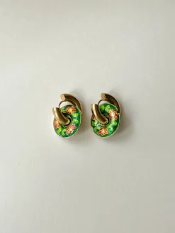 Donut Hoops - Cloisonne Emerald Green