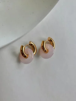 Donut Hoops - Rose Quartz