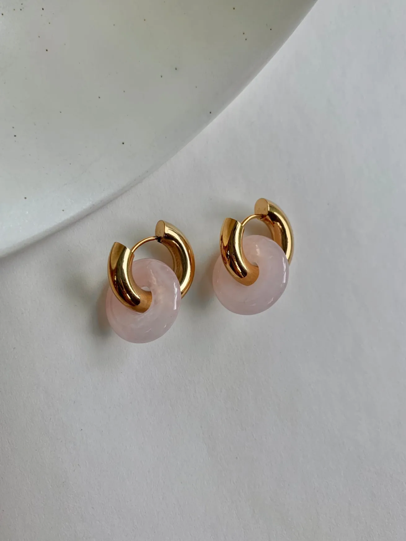 Donut Hoops - Rose Quartz