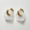 Donut Hoops with Flower Charm - White