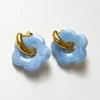 Donut Hoops with Flower Charm - Blue