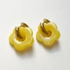 Donut Hoops with Flower Charm - Yellow