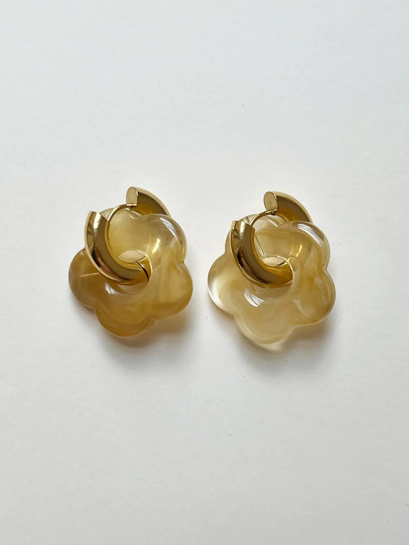 Donut Hoops with Flower Charm - Brown