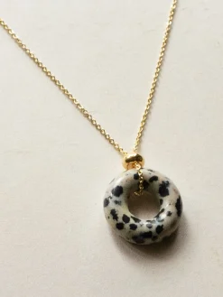 Donut Stone Necklace, Gold - Polka Dot