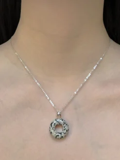 Donut Stone Necklace, Silver - Polka Dot